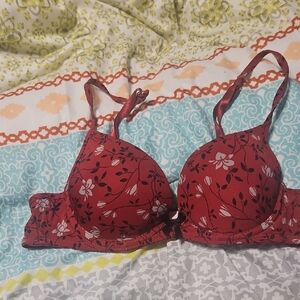 Red Padded Bra with Adjustable Straps
